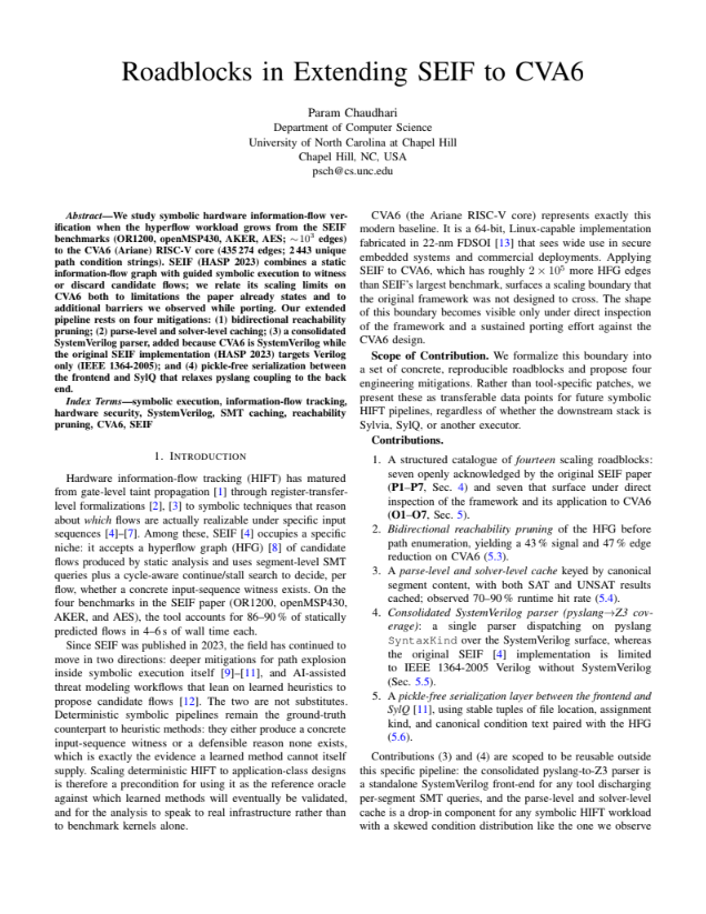 First page thumbnail of Roadblocks in extending SEIF to CVA6.